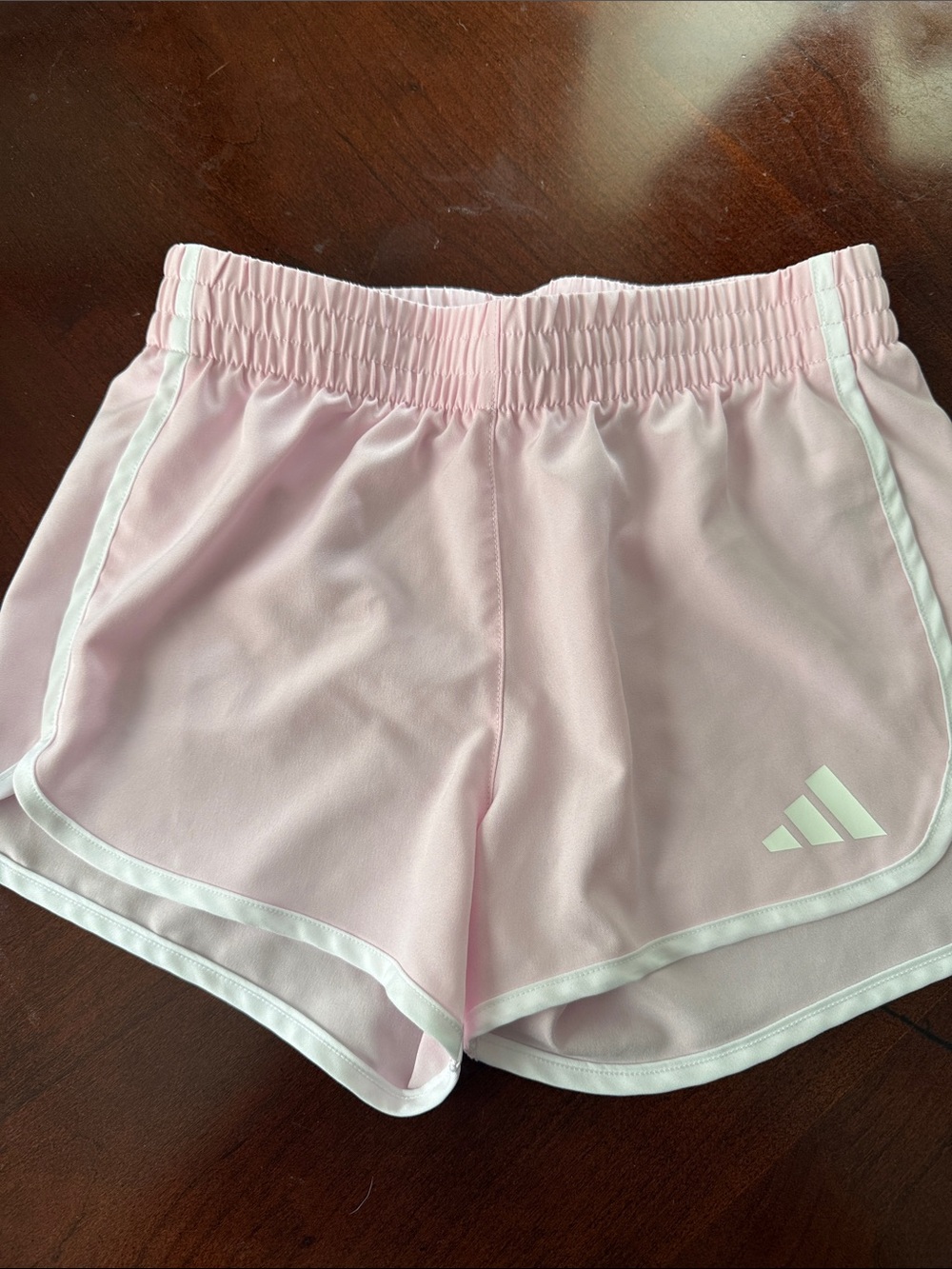 adidas Light Pink Athletic Shorts with White Trim